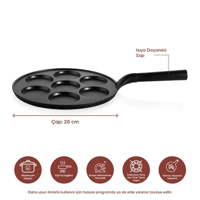 Schafer Pro Cast Döküm Pankek Tavası 28 Cm-Siyah