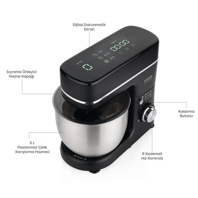 Schafer Prochef DigiMix Dijital Stand Mikser 5 L-Siyah