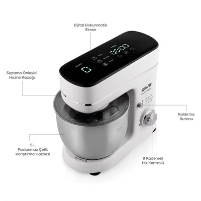 Schafer Prochef DigiMix Dijital Stand Mikser 5 L-Beyaz