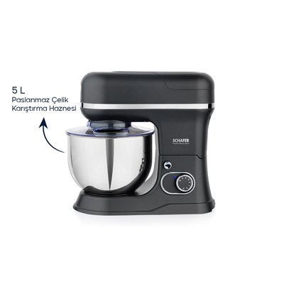 Schafer Prochef Master Multi Kıyma ve Sürahi Blender Aparatlı Stand Mikser 5 L-Spray Boyalı Antrasit