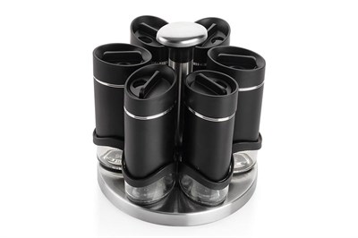 Schafer Silver Touch Döner Standlı Baharat Takımı 7 Parça-Siyah