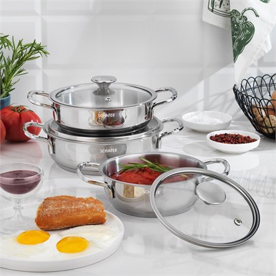 Schafer Steel Storm Çelik Sahan Seti 6 Parça-Inox