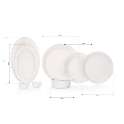 Schafer Superfine Bone Lux Yemek Takımı 56 Parça-Platin