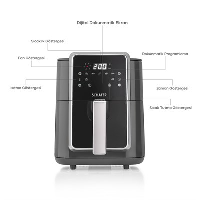 Schafer Thermochef Elegance 4,5 Litre Airfryer/Sıcak Hava Fritözü-Antrasit