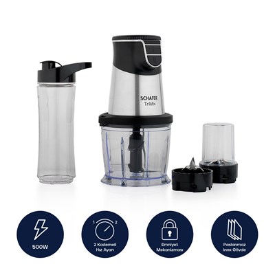 Schafer TriMix 3 ü 1 Arada Blender Set-Inox