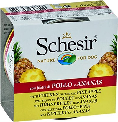 Schesir Yetişkin Köpek Konservesi 150 Gr Tavuk Etli + Ananas