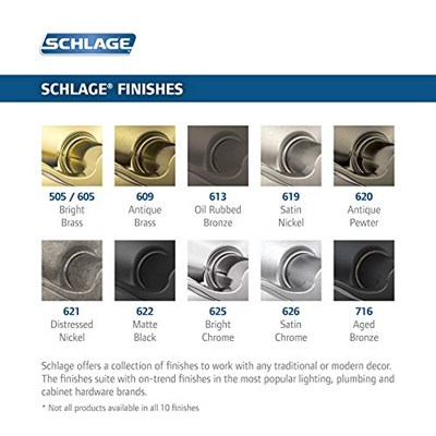 SCHLAGE F51A FLA 609 BRK Flair Kolu Brookshire Trim Anahtarlı Giriş Kilidi, Antika Pirinç