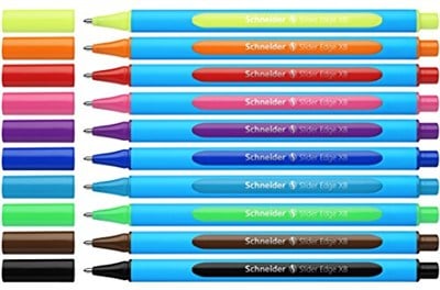 Schneider 152290, Slider Edge XB tükenmez kalem (XB çizgi genişliğine sahip üçgen kalemler) 10 parça, çeşitli