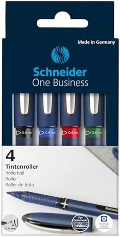 Schneider One Business Konik Uçlu Roller Kalem, 0,6 mm, 4 adet