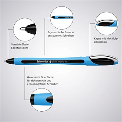 SCHNEIDER SLIDER MEMO TUKENMEZ KALEM XB MAVİ