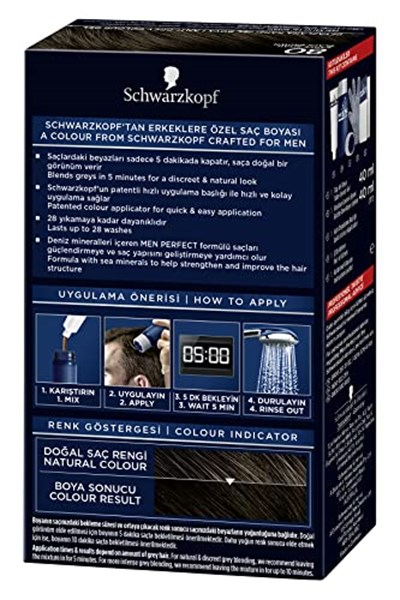 Schwarzkopf Men Perfect Saç Boyası 80 - Kahve Siyah, 80 Ml