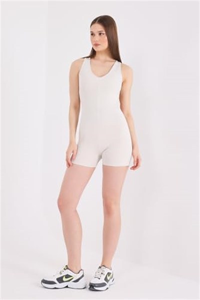 Scorp Fantasy Kadın Kısa Spor Tulum Bej - Bedenler: XS, S, M, L