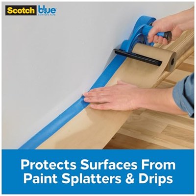 ScotchBlue 3M M1000 El Maskesi El Kapağı, Kapak Kağıdı için, Tüm Yapışkan Bant Genişlikleri için, Bıçaksız 1 Dispenser, Maskeleme Bandı ve Kağıt