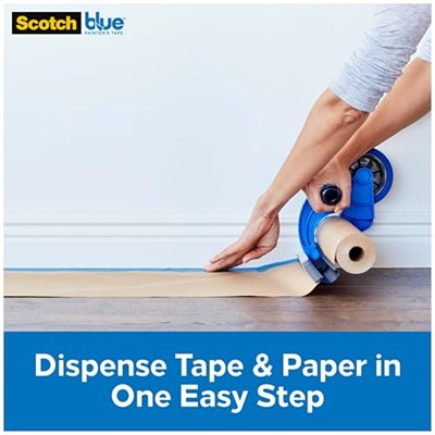 ScotchBlue 3M M1000 El Maskesi El Kapağı, Kapak Kağıdı için, Tüm Yapışkan Bant Genişlikleri için, Bıçaksız 1 Dispenser, Maskeleme Bandı ve Kağıt