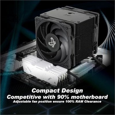 Scythe Mugen 6 Dual Fan Black Edition CPU Hava Soğutucu, Intel LGA1700, LGA1151, AMD AM5, AM4 Desteği, 120mm, Tek Kule, Alüminyum Üst Kapak (Mugen 6 Dual Fan Black Edition)