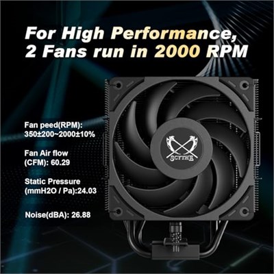 Scythe Mugen 6 Dual Fan Black Edition CPU Hava Soğutucu, Intel LGA1700, LGA1151, AMD AM5, AM4 Desteği, 120mm, Tek Kule, Alüminyum Üst Kapak (Mugen 6 Dual Fan Black Edition)