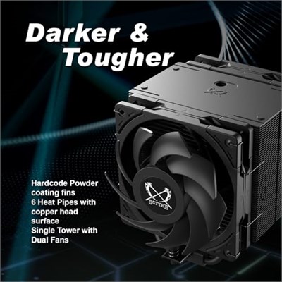 Scythe Mugen 6 Dual Fan Black Edition CPU Hava Soğutucu, Intel LGA1700, LGA1151, AMD AM5, AM4 Desteği, 120mm, Tek Kule, Alüminyum Üst Kapak (Mugen 6 Dual Fan Black Edition)