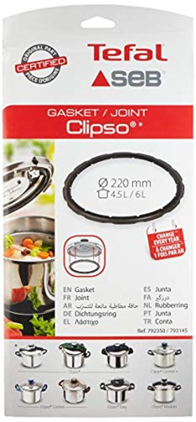Seb 4,5L/6L paslanmaz çelik conta ø 220 mm Clipso, Clipso Control, Easy, Modulo 792350-793145 düdüklü tencereler