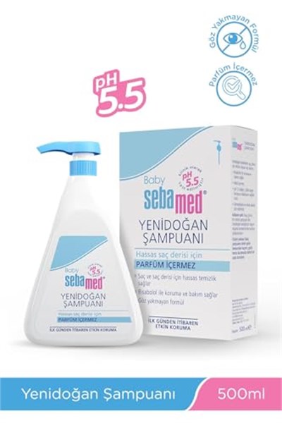 Sebamed Baby pH 5.5 Bisabolol İçerikli Koruma ve Bakım Sağlayan Yenidoğan Bebek Şampuanı 500 ml