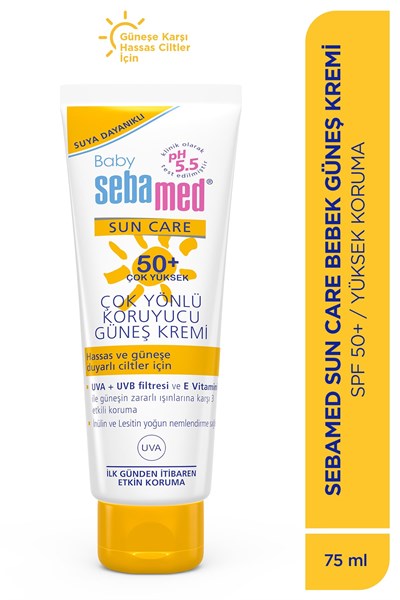 Sebamed Baby SPF 50+ UVA - UVB Filtresi ve E Vitamini Etkili Çok Yönlü Koruyucu Çocuk Güneş Kremi 75 ml
