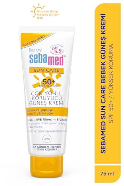 Sebamed Baby SPF 50+ UVA - UVB Filtresi ve E Vitamini Etkili Çok Yönlü Koruyucu Çocuk Güneş Kremi 75 ml