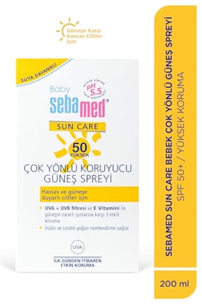 Sebamed Baby SPF 50+%98 UVA Korumalı UVB Filtreli Çok Yönlü Koruyucu Çocuk Güneş Spreyi 200 ml
