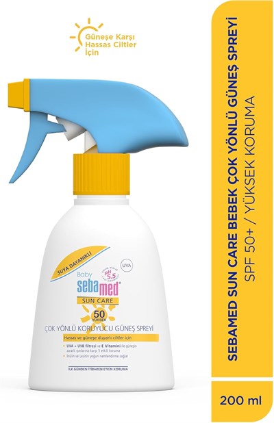 Sebamed Baby SPF 50+%98 UVA Korumalı UVB Filtreli Çok Yönlü Koruyucu Çocuk Güneş Spreyi 200 ml