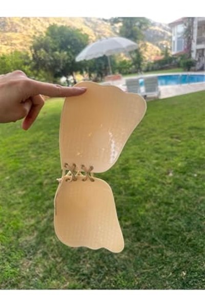 secret night Straplez Yapışkanlı Sütyen Ip Detayı Ile Göğüs Sıkılıgı Ayarlanmalı Krem Ve Siyah Renkli Sütyen-1
