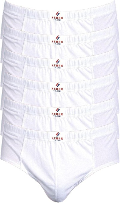 Seher-6lı Seher Yıldızı Erkek Penye Kom Slip-Beyaz-XL
