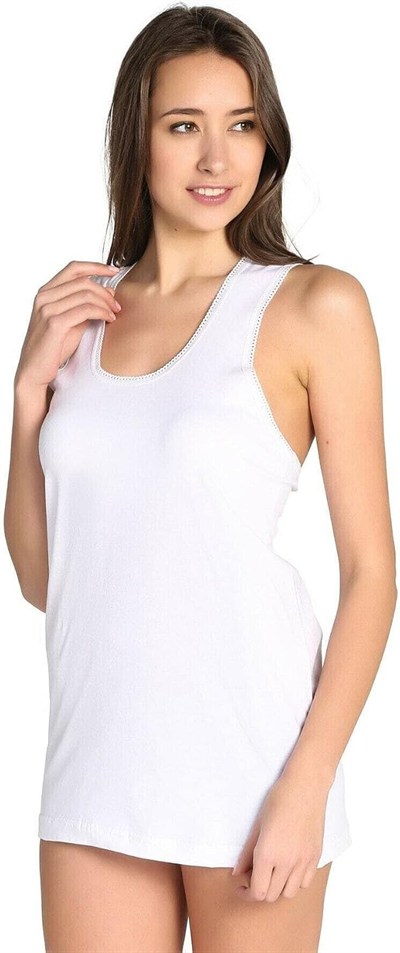 Seher Beyaz Renk Kalın Askı Penye Kaşkorse Atlet Beyaz 3XL