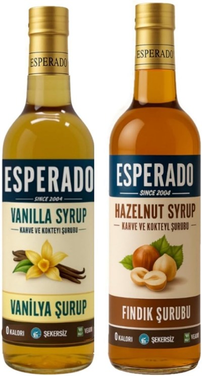 Şekersiz (Sugar Free) Vanilya * Fındık Aromalı Kahve Şurubu 2 Li Set -750 ml X 2 Ad