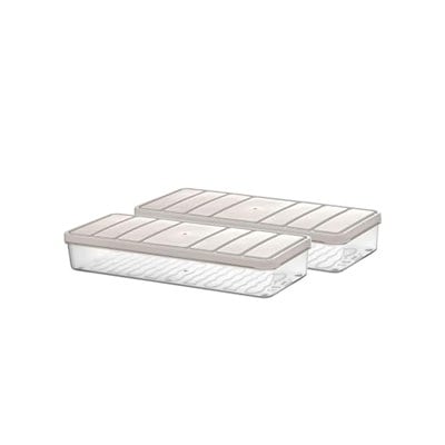 Selka Home - Nora 2li 1.2 Litre Küçük Boy Ekru Saklama Kabı