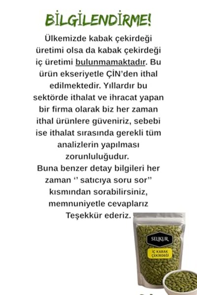 SELKUR Kabak Çekirdeği Içi 1kg(ÇİĞ, TUZSUZ)