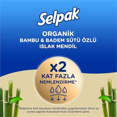 Selpak Organik Bambu Badem Sütlü Islak Mendil 1x50 - Seçenekler: Standart 1li paket, Standart 2li paket