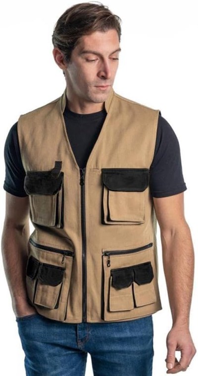 Şensel, Çok Cepli Yelek, Bej-Siyah -118E1357- Dört Mevsim-Vest