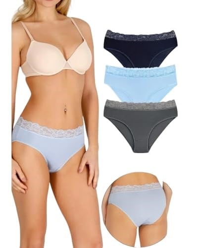 Sensu Kadın Bambu Kumaş Beli Dantelli Slip Külot 3Lü Paket Set Kts1094,Model3 M