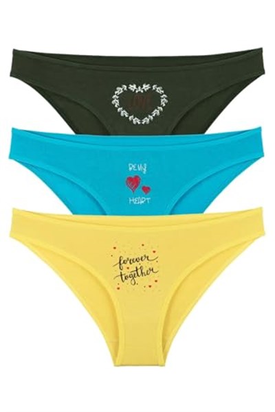 Sensu Kadın Baskılı Slip Külot 3Lü Paket Set Kts1104