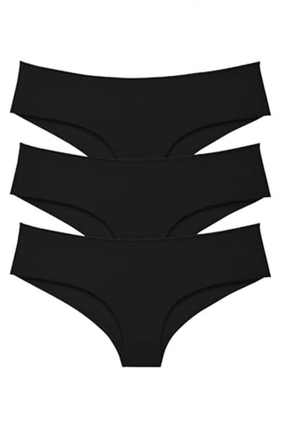 Sensu Kadın Brazilian Lazer Kesim Külot 3Lü Paket Set Siyah Kts2113,Siyah L/Xl
