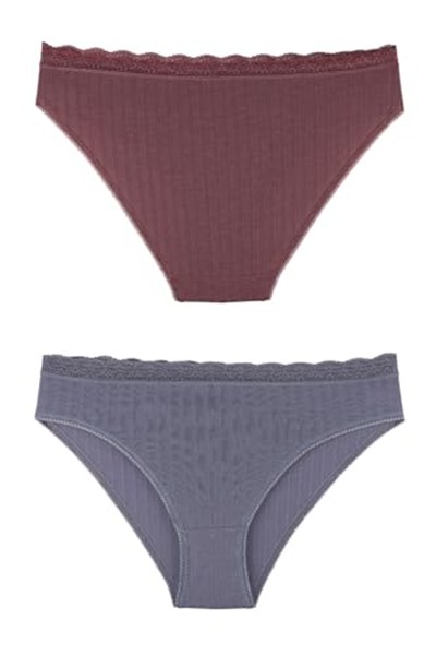 Sensu Kadın Fitilli Dantel Detaylı Slip Külot 3Lü Paket Set - Kts1207