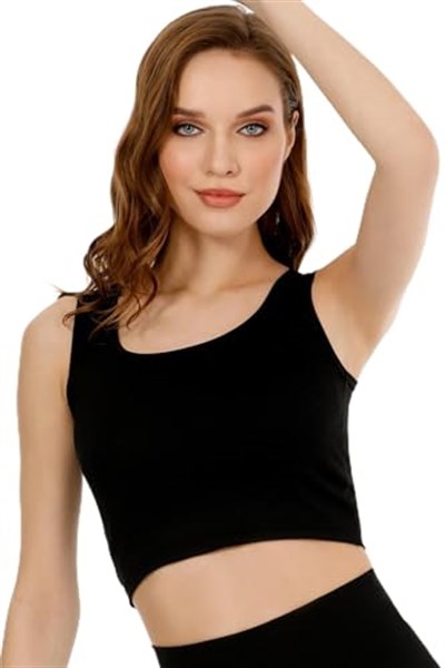Sensu Kadın Fitilli Kumaş Kalın Askılı Crop Büstiyer - Crop105