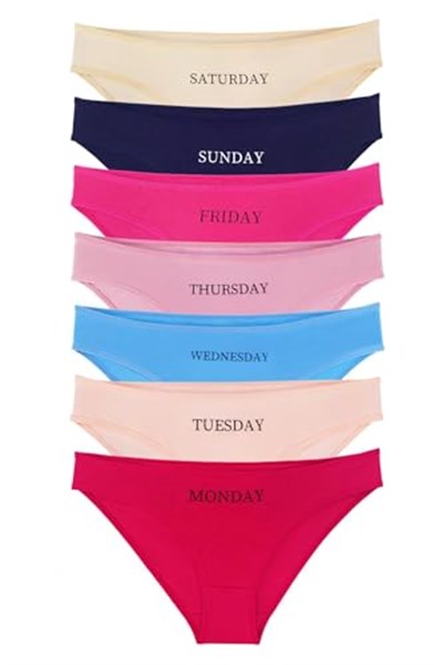 Sensu Kadın Gün Baskılı Pamuklu Slip 7li Külot Set - Model3 2X Large