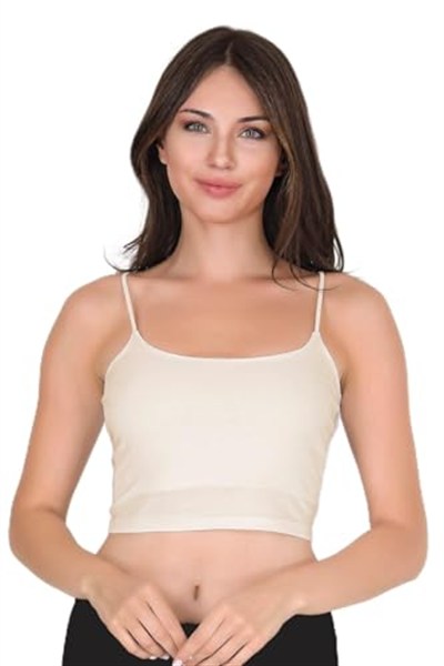 Sensu Kadın Ip Askılı Ekru Crop Büstiyer - Bst1004