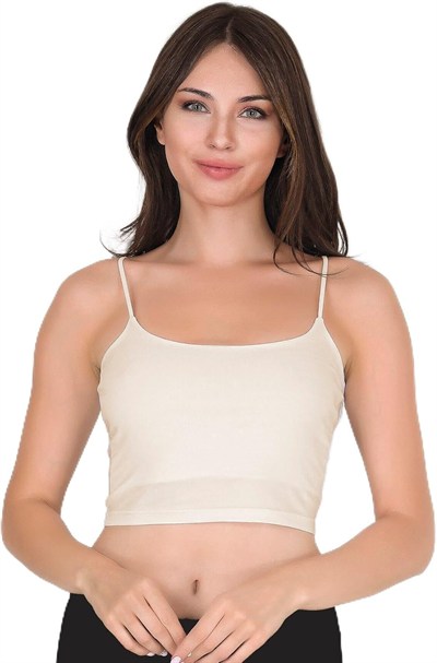 Sensu Kadın Ip Askılı Ekru Crop Büstiyer - Bst1004