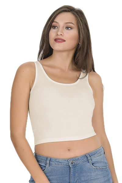 Sensu Kadın Kalın Askılı Ekru Crop Büstiyer - Bst1008