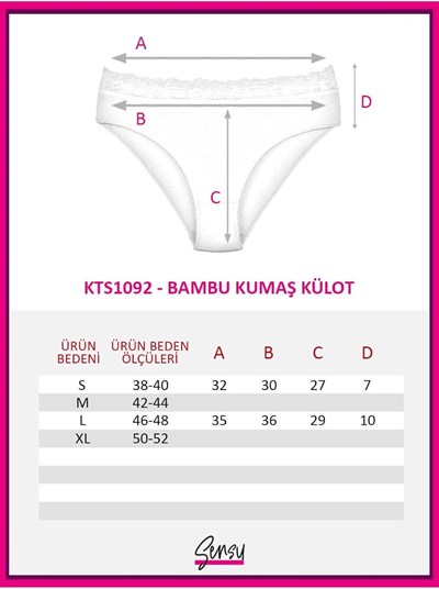 Sensu Kadın Özel Kumaş Bambu Beli Dantelli 3Lü Külot Set