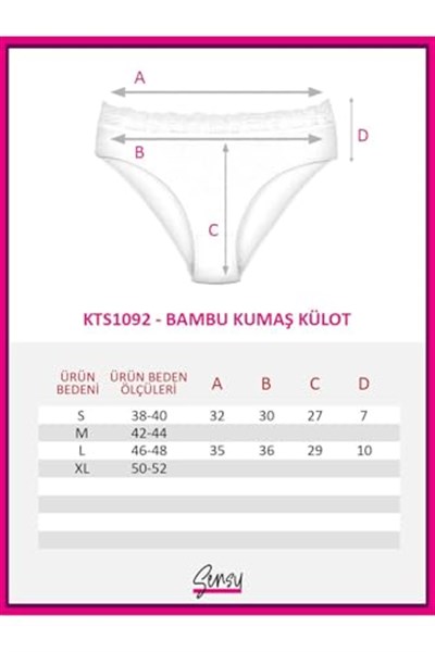 Sensu Kadın Özel Kumaş Bambu Beli Dantelli 3Lü Külot Set