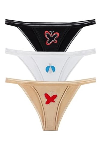 Sensu Kadın Pamuklu Taş Baskılı 3Lü Slip Külot Set - Kts3040