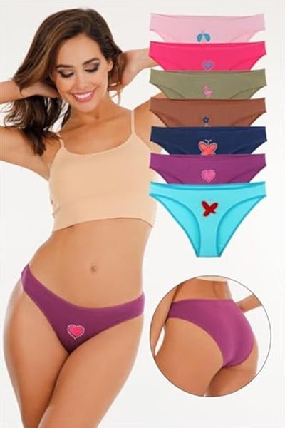 Sensu Kadın Pamuklu Taş Baskılı 7Li Slip Külot Set - Kts2088