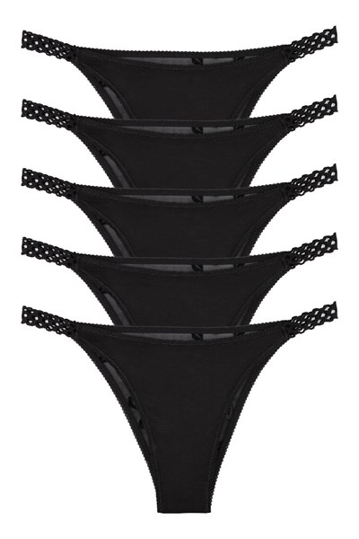 Sensu Kadın Tül Detaylı Slip Külot 5Li Paket - Kts4009Tül-3-Model1