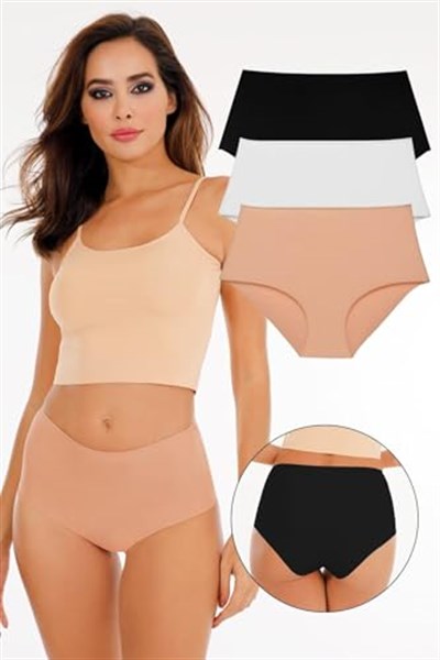 Sensu Kadın Yüksek Bel Dikişsiz Lazer Kesim Külot (BELİ LASTİKLİ) 3lü Set